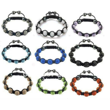 Mixed Color Shamballa Bracelets Crystal Balls(9pcs) BR70